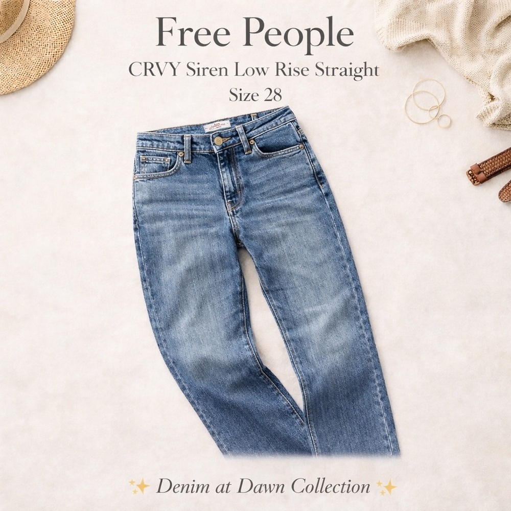 We The Free CRVY Siren Low Rise Straight Jeans Size 28 Free People